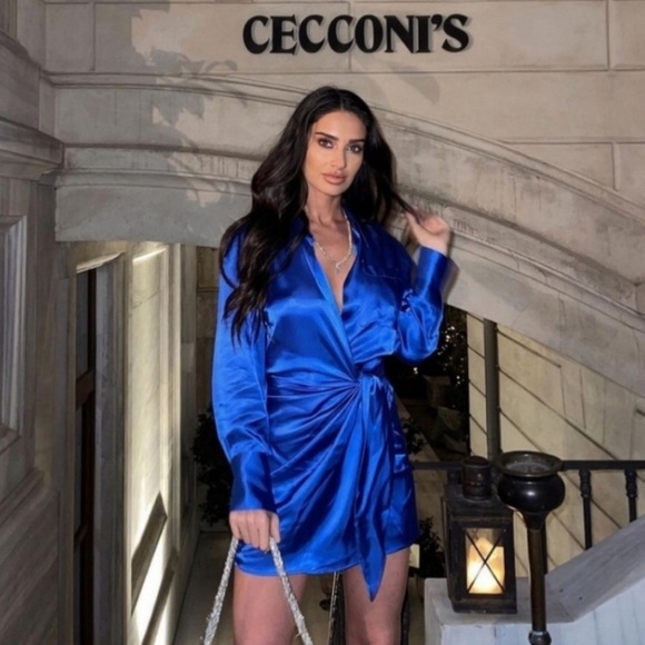 Zara Satin Effect Wrap Dress - Picture 3 of 16